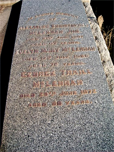 Photo of headstones/Alexander Christopher McLennan (bn 1894) hdstn